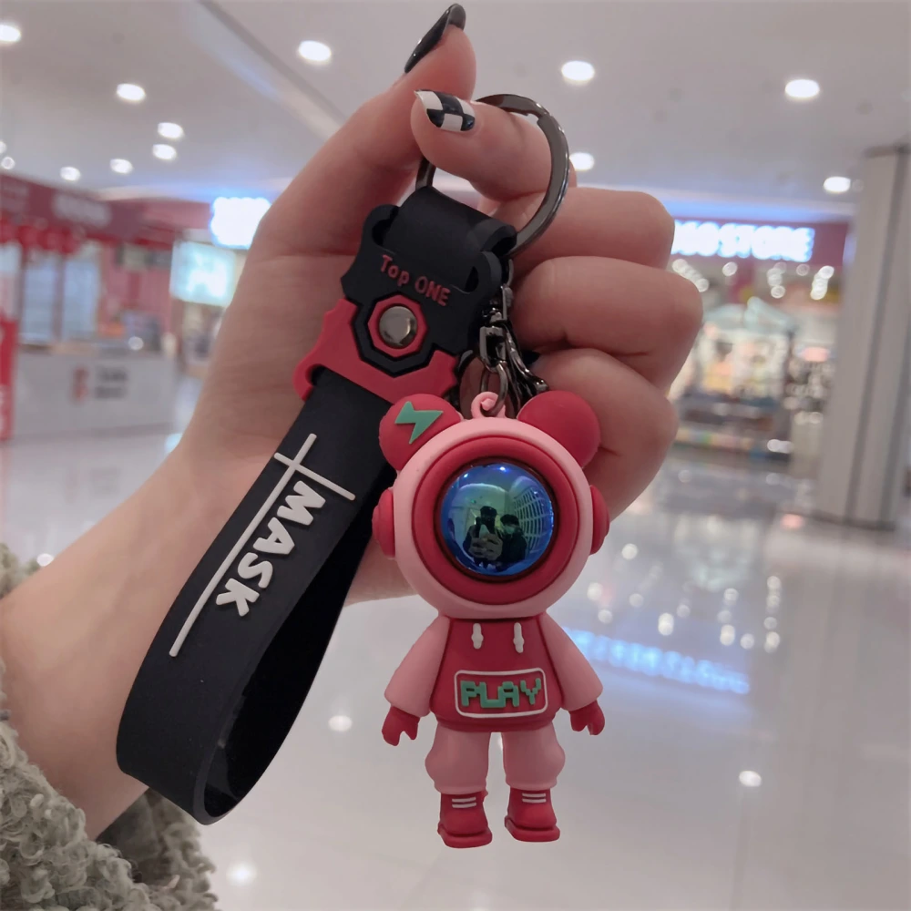 Keychain Pendant Cute Cartoon Keyring Environment Friendly Car Key Pendant Silicone Metal Keyring Pink