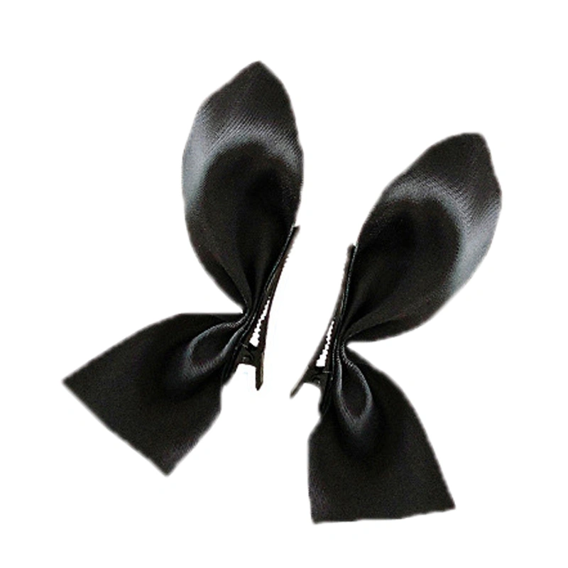 Bow Side Hair Clip Spring Clamp Satin Lovely Beautiful Half Piece Side Bow Tie Clip for Hair Decoration Black