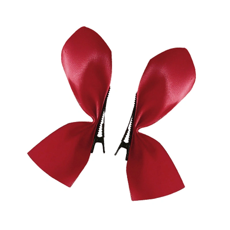 Bow Side Hair Clip Spring Clamp Satin Lovely Beautiful Half Piece Side Bow Tie Clip for Hair Decoration Red