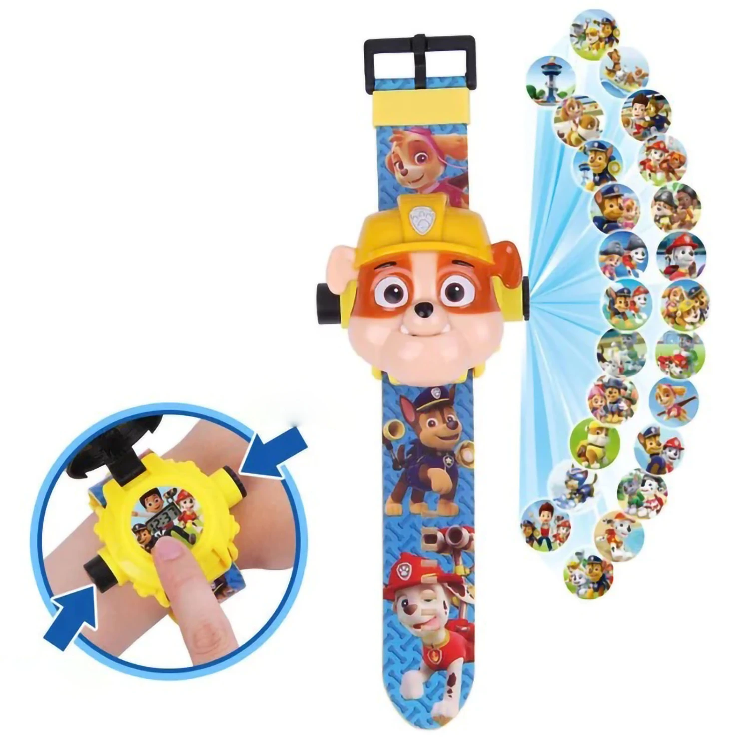 Children Projector Watch Cute Cartoon Dog Pattern Toy Christmas Birthday Gift for 3‑8 Years Old Boys Girls Yellow
