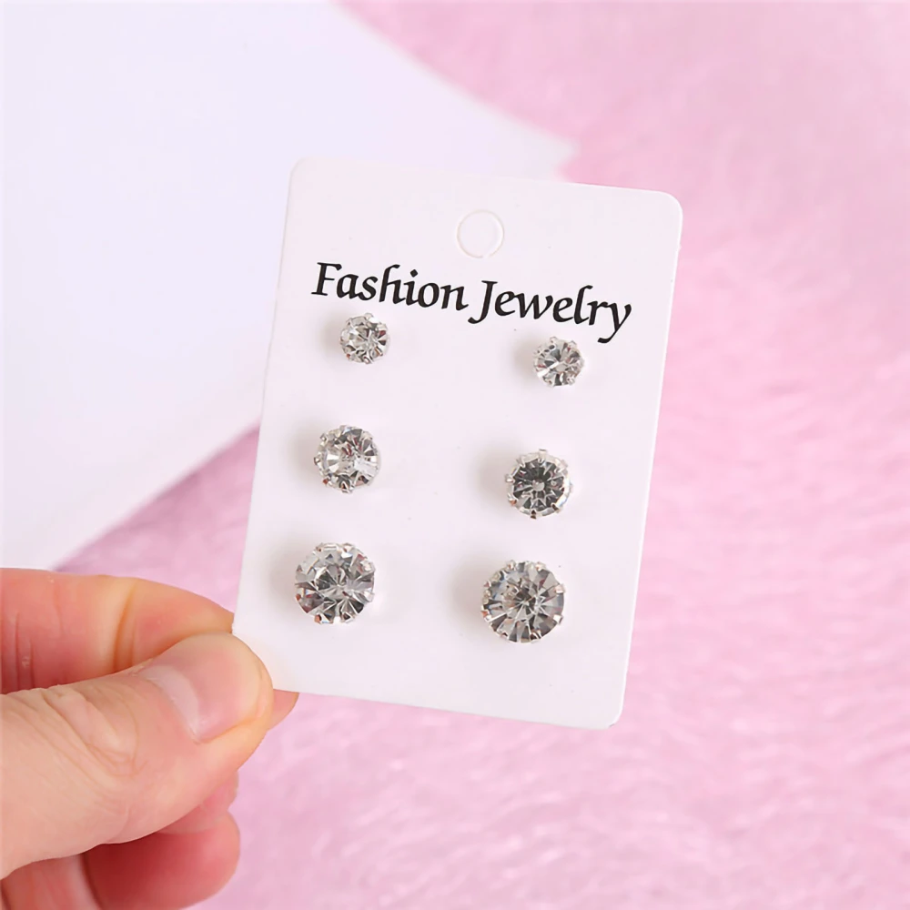 Ear Studs Silver Alloy Shiny Classic Style Stud Earrings for Wedding Party Anniversary Gifts C