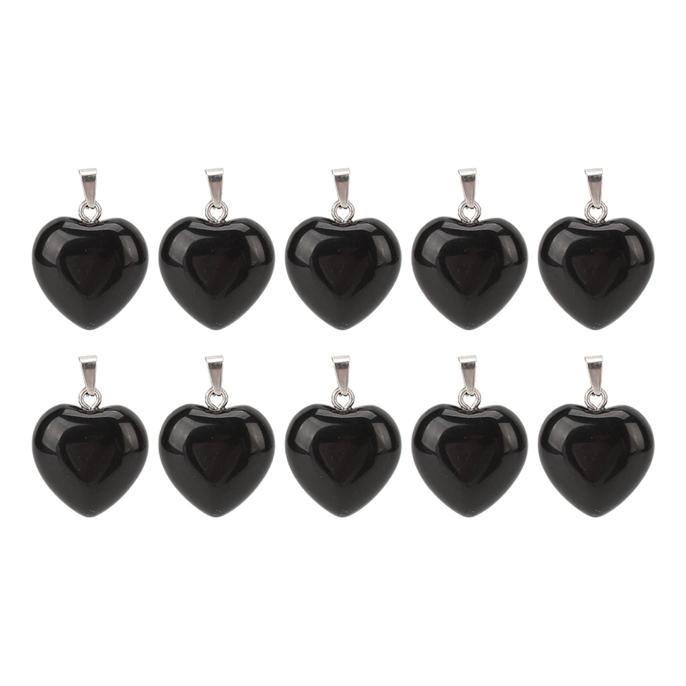 10pcs Heart Shaped Pendant Set Black Smooth Exquisite Jewelry DIY Stone Pendant for Necklace Making