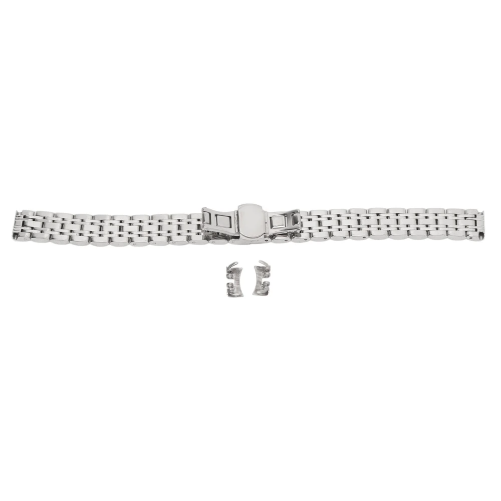 Stainless Steel Watchband Men Women Replacement Polished Watch Strap with Butterfly Buckle Accessory 0.47in