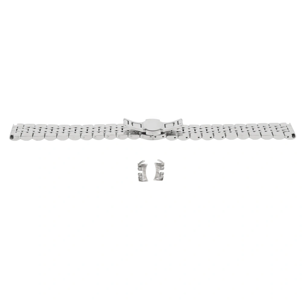 Stainless Steel Watchband Men Women Replacement Polished Watch Strap with Butterfly Buckle Accessory 0.63in