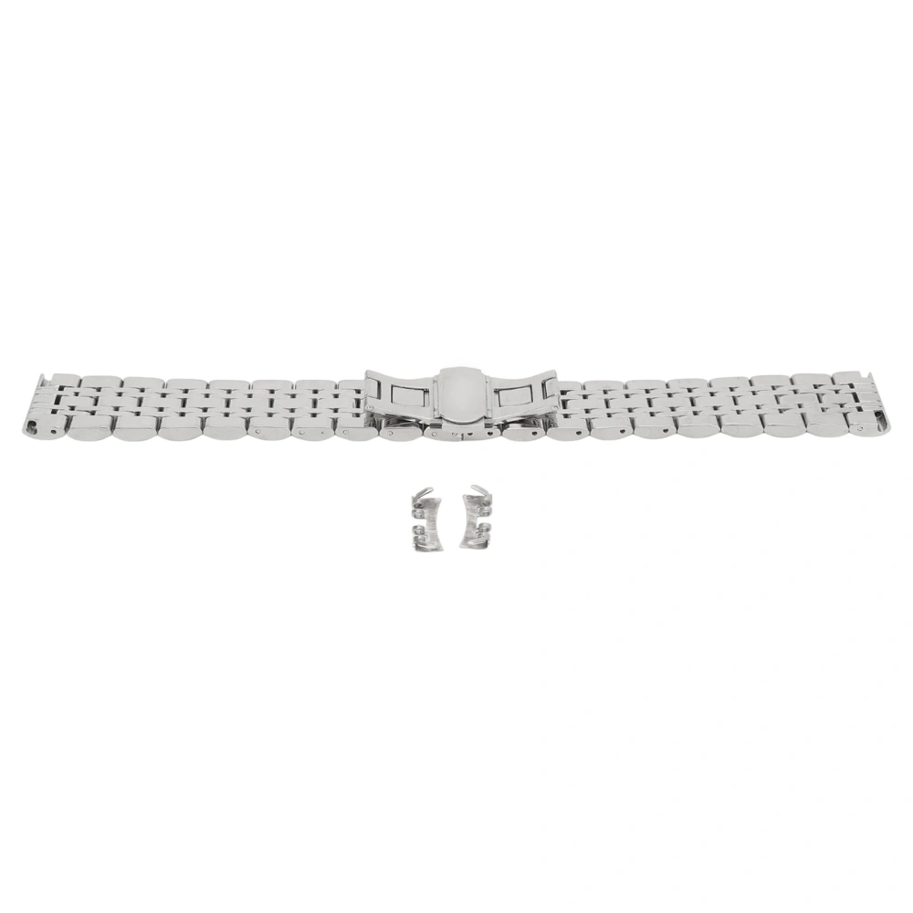 Stainless Steel Watchband Men Women Replacement Polished Watch Strap with Butterfly Buckle Accessory 0.71in