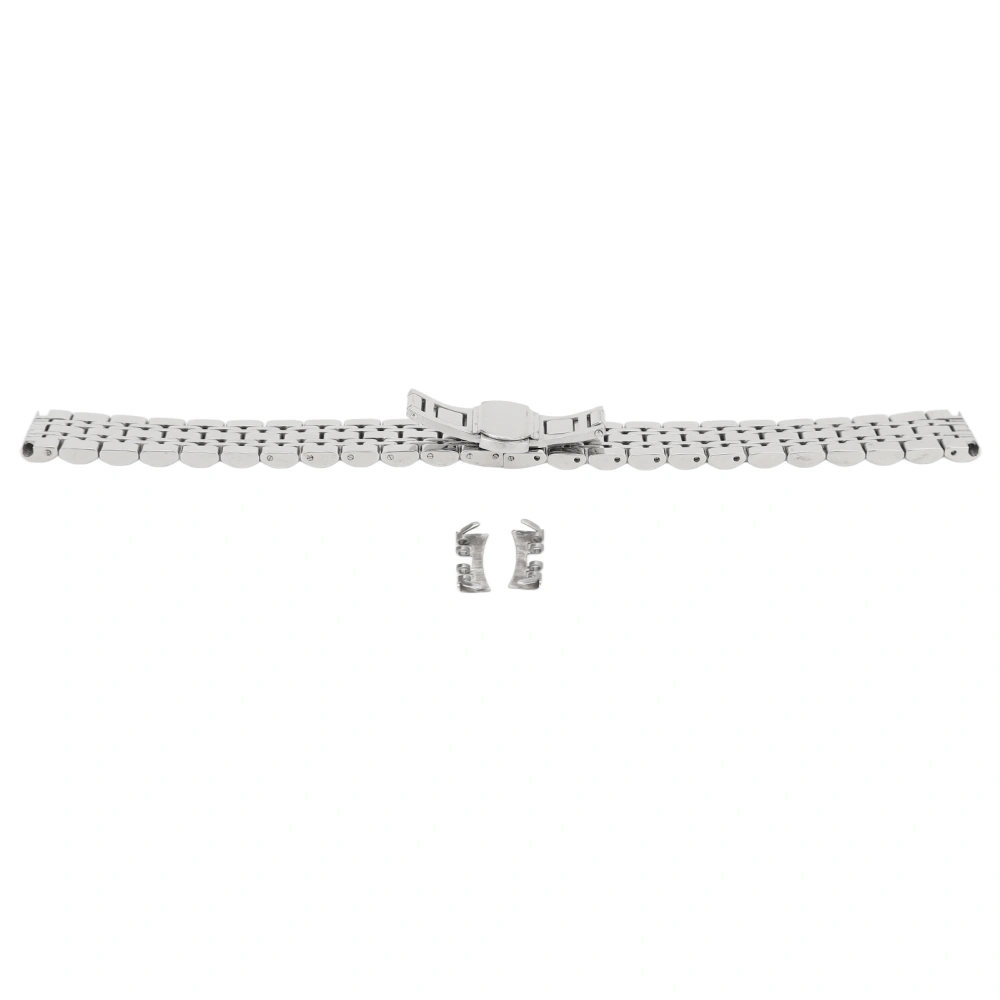 Stainless Steel Watchband Men Women Replacement Polished Watch Strap with Butterfly Buckle Accessory 0.55in