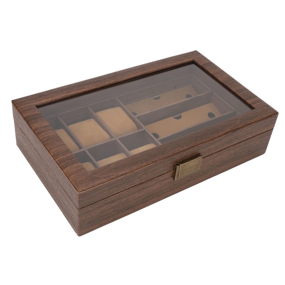 Wooden Watch Box Dustproof Waterproof Retro Wood Grain Watch Storage Organizer Multiple Watch Glasses Display Box