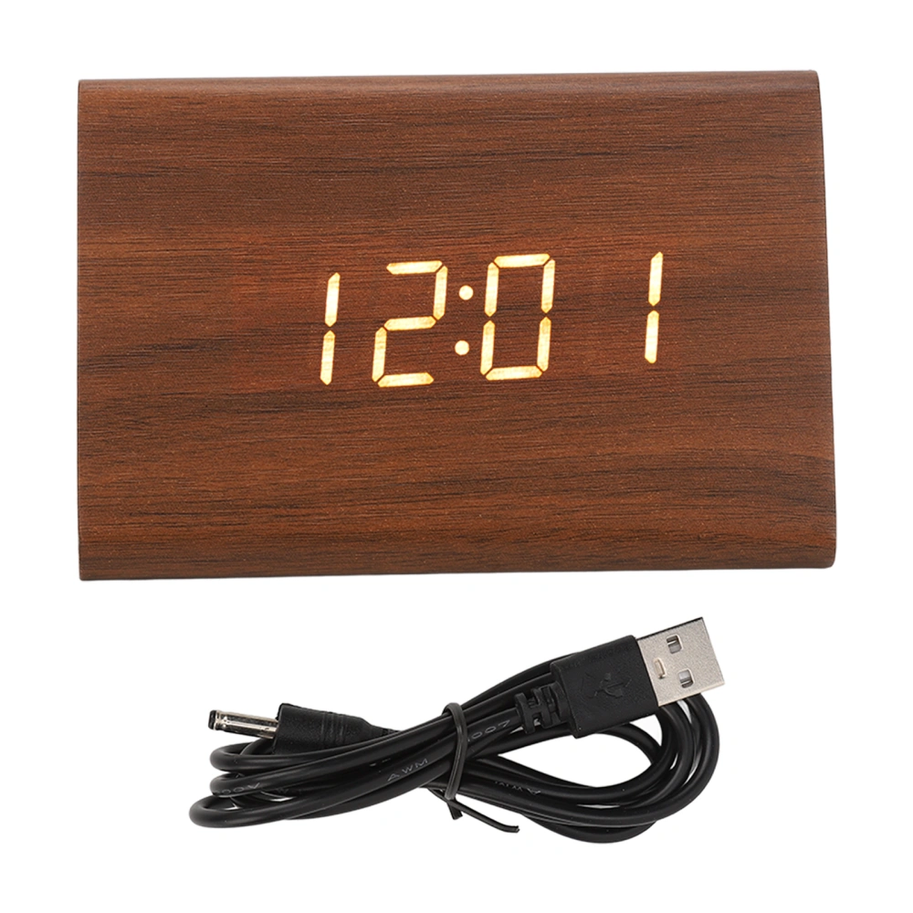 Wood Digital Alarm Clock Triangle Modern Simple Design Portable Wooden LED Clock for Home Office Travel