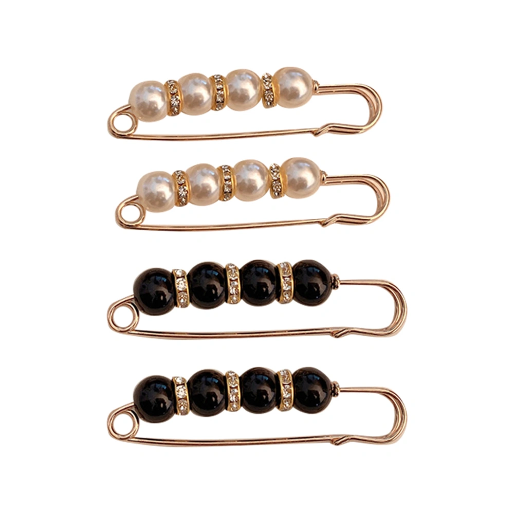 4pcs Artificial Pearl Brooch Cinch Belt Pin for Waistband Shawl Clips Pin Set Fix Clothes Collar Waist Clips Artificial Pearl