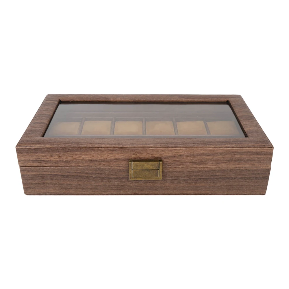 Watch Box Organizer 12 Compartment Wood Grain Luxury Display Storage Case Ultra Smooth PU Leather Interior