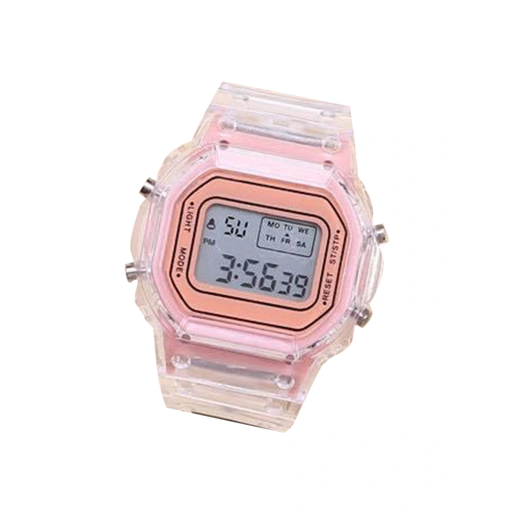 LED Digital Watch Transparent Waterproof Lightweight Accurate Time Sports Wristwatch Rose Gold