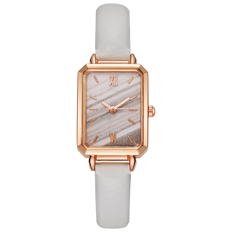 Watch Small Elegant Vintage Simple Style Rectangle Stainless Steel Fashionable Wristwatch For Women White