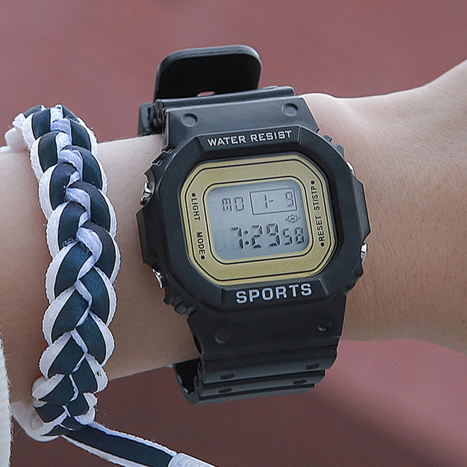 LED Electronic Sports Watch Waterproof Lightweight Luminous Smartwatch for Boys Girls Black
