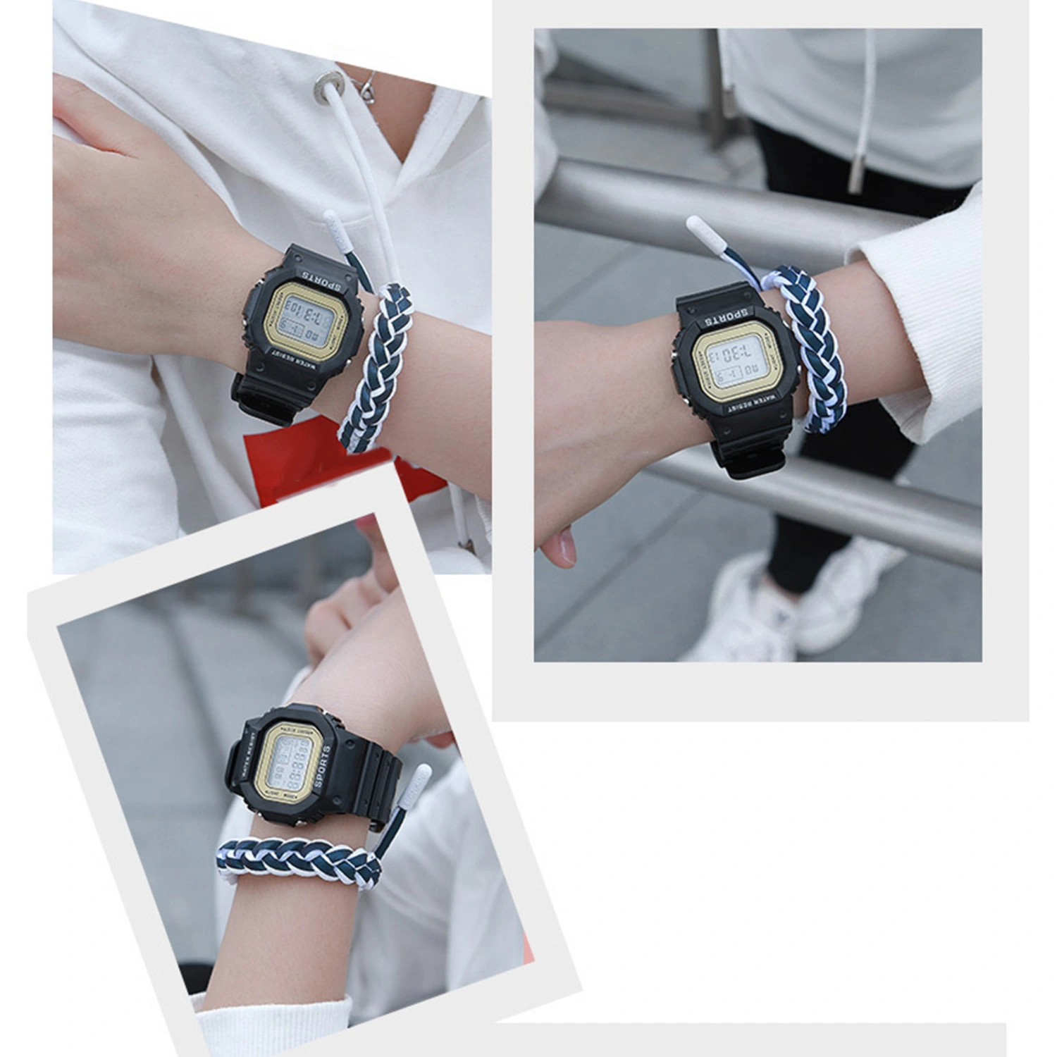 LED Electronic Sports Watch Waterproof Lightweight Luminous Smartwatch for Boys Girls Black