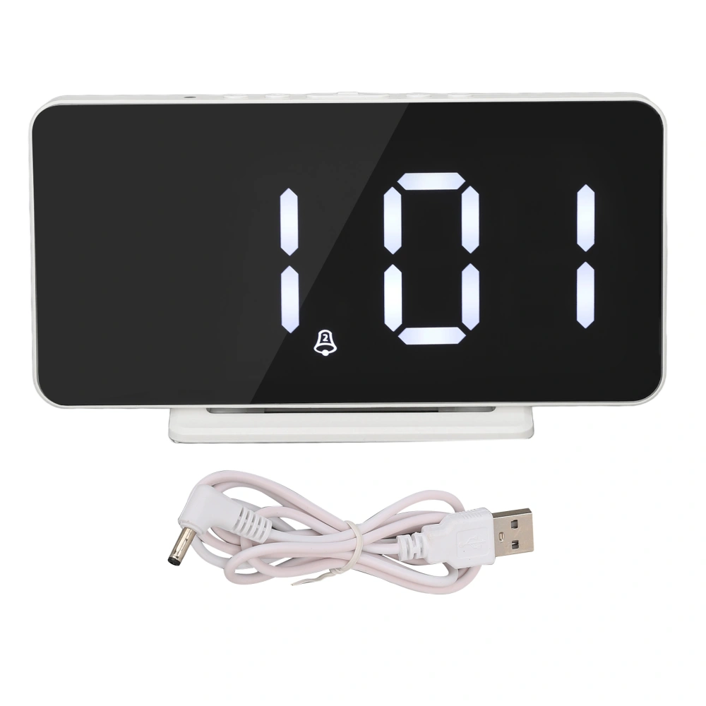 Digital Clock LED Mirror USB Charging Dual Alarm 3 Level Brightness Auto Dimming Electronic Clock with Temp Monitor