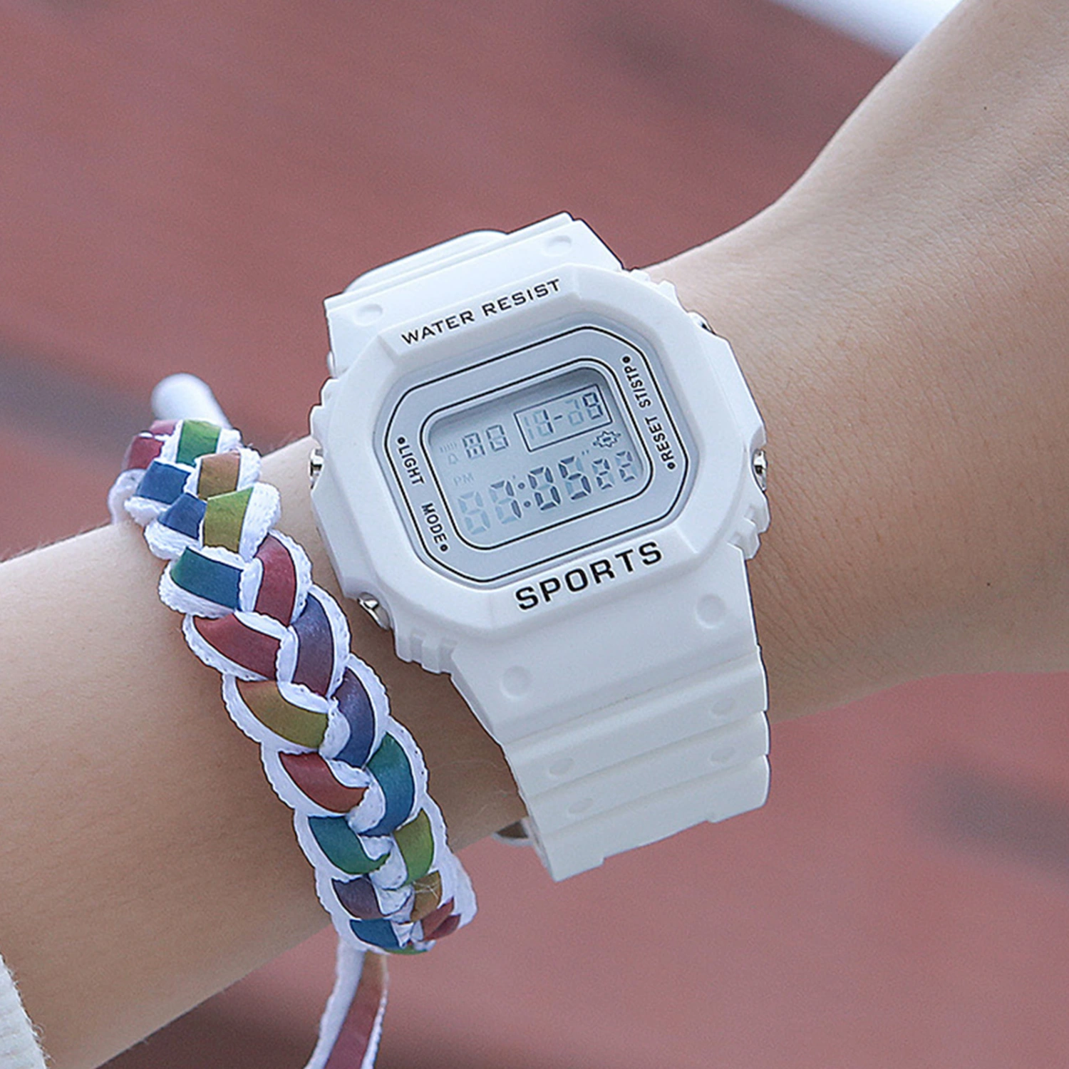 LED Electronic Sports Watch Waterproof Lightweight Luminous Smartwatch for Boys Girls White