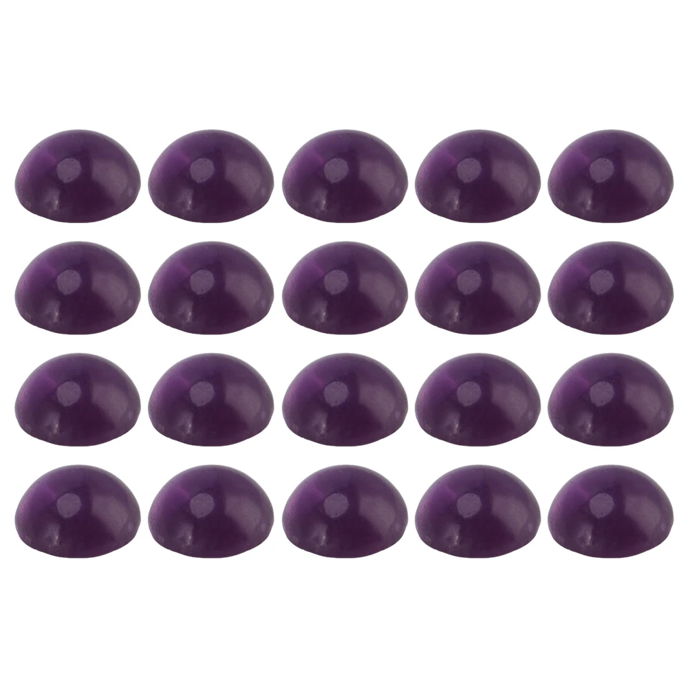 20pcs Round Cabochon Smooth DIY Amethyst Flatback Stone Bead for Ring Necklace Jewelry Making