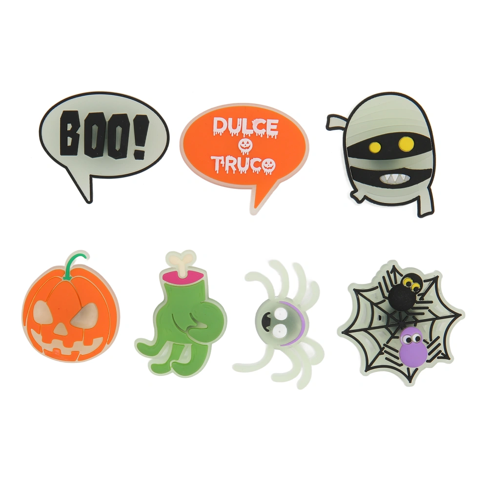 50pcs Glowing Shoe Charm Men Women PVC Halloween Theme Cartoon Pattern Shoe Decoration for Party