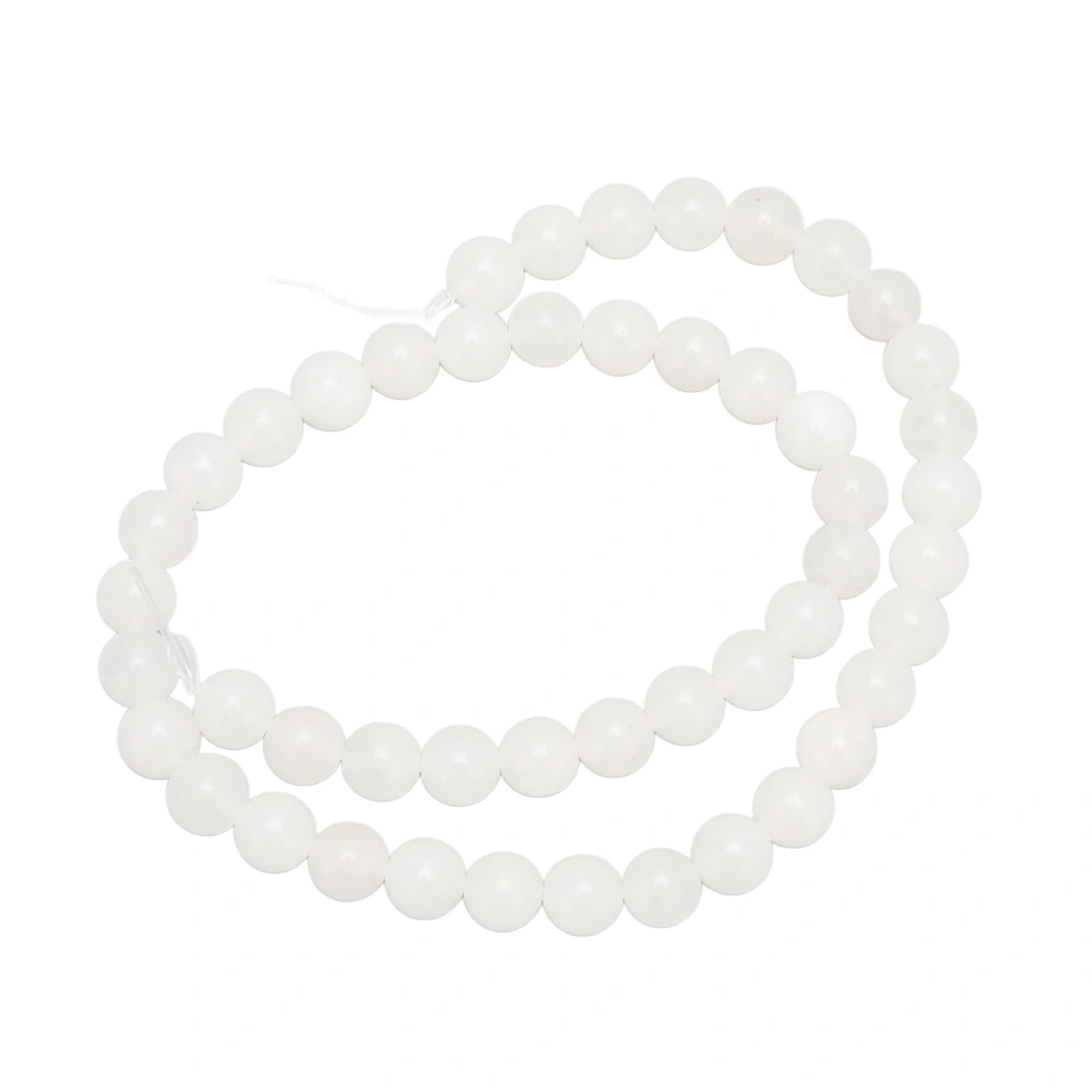 White Jade Beads 8mm Round Smoothly Glossy Jewelry Bracelet Necklace DIY Making Beads