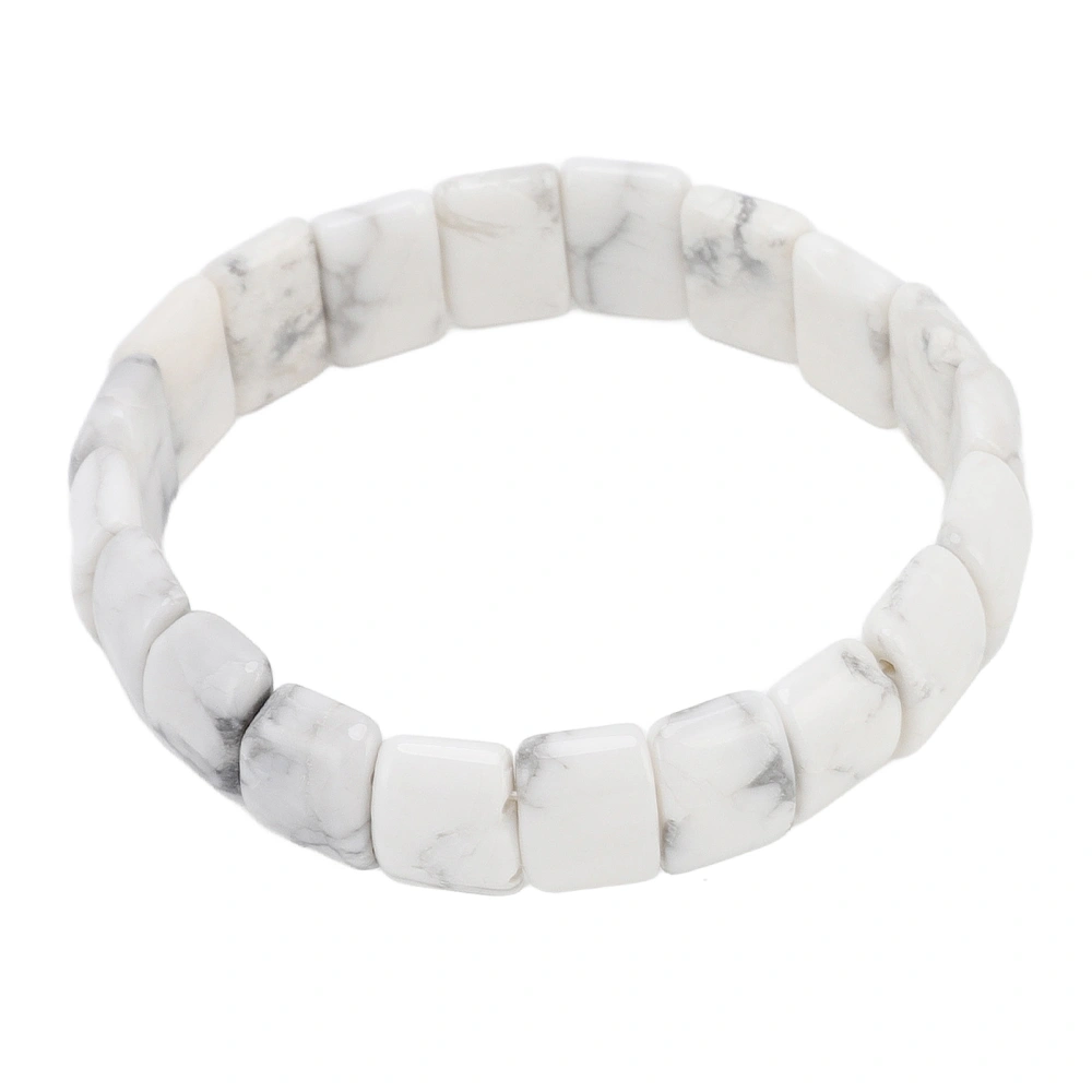 Natural Stone Bracelets White Pine Color Rectangle Beads Stretch Bangle for Women Men Couple