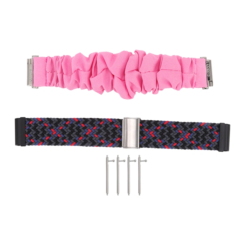 Woven Nylon Watch Strap Stainless Steel Buckle 4 Spring Bar Replacement Scrunchie Watchband for Fitbit Versa