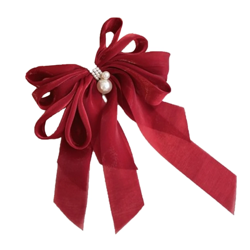 Bow Hair Clip Women Girls Fashionable Elegant Bright Color Bowknot Hair Accessory for Daily Life Red