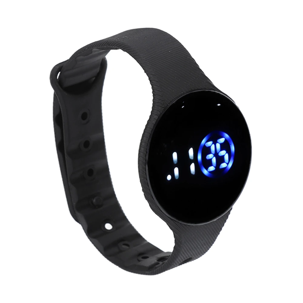 Kids Digital Watch Waterproof Silicone Watchband Scratch Proof LED Electronic Watch for Students Black