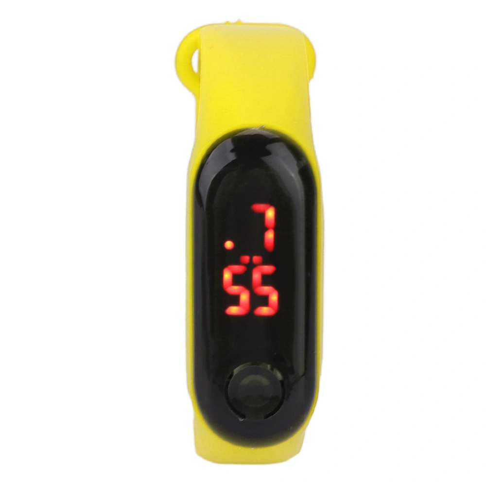 Mini Children Electronic Watch Red LED Simple Student Sports Electronic Watch with Silicone Watch Band Yellow