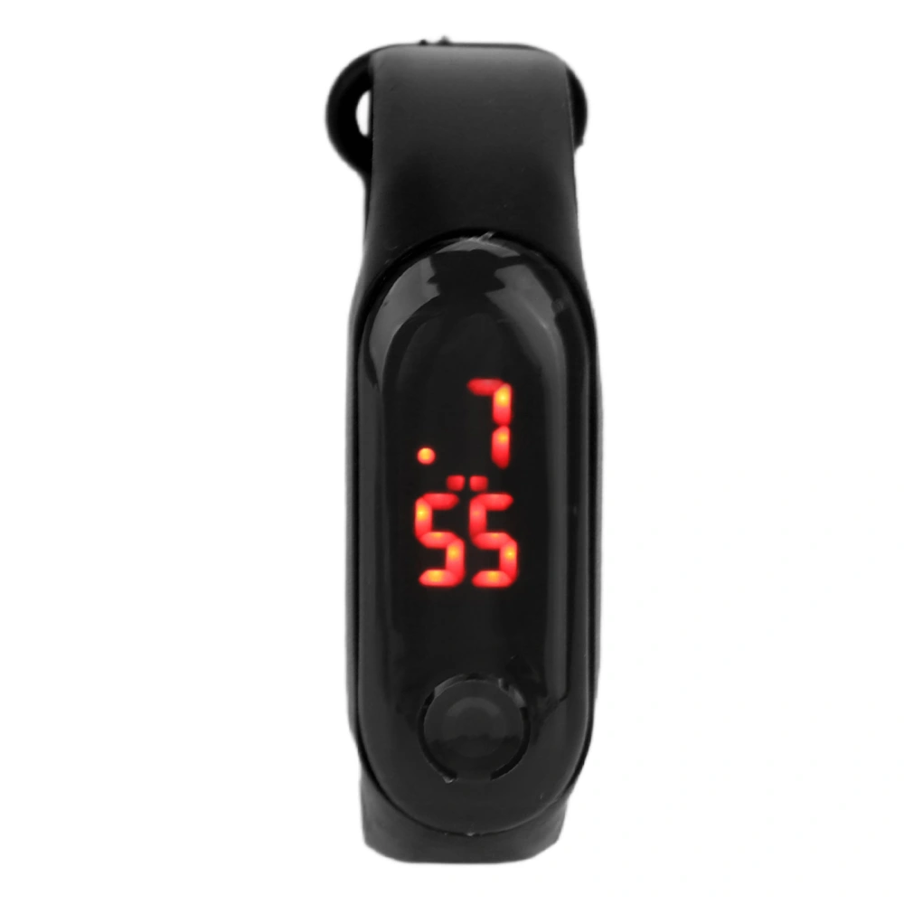 Mini Children Electronic Watch Red LED Simple Student Sports Electronic Watch with Silicone Watch Band Black