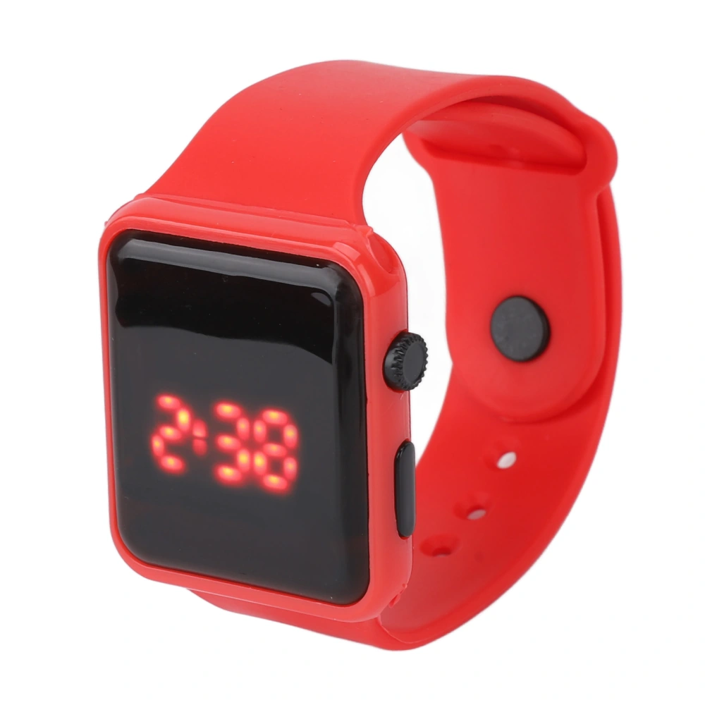 Sport Watch LED Screen Quadrate Shape Backlight Design Digital Kids Watch for Leisure Activities Red