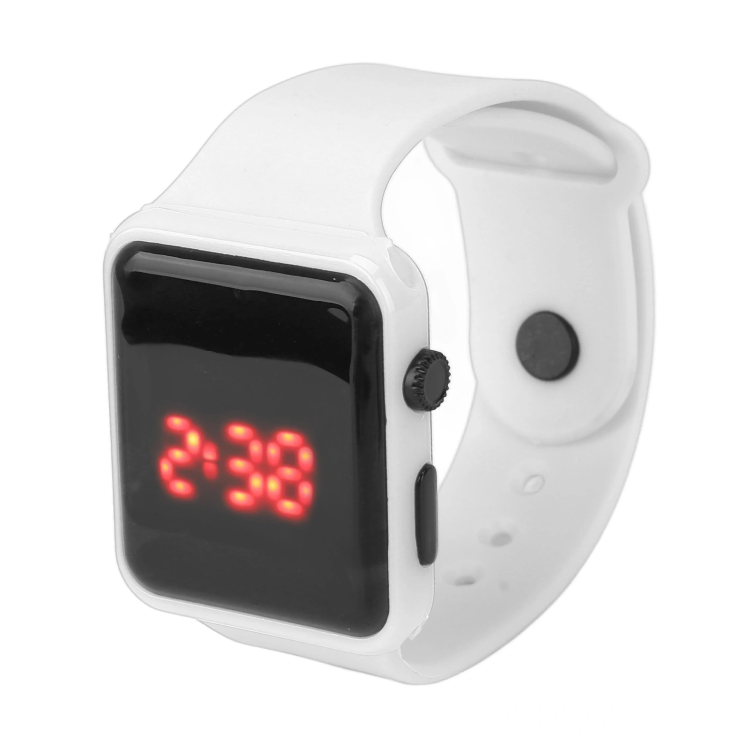 Sport Watch LED Screen Quadrate Shape Backlight Design Digital Kids Watch for Leisure Activities White