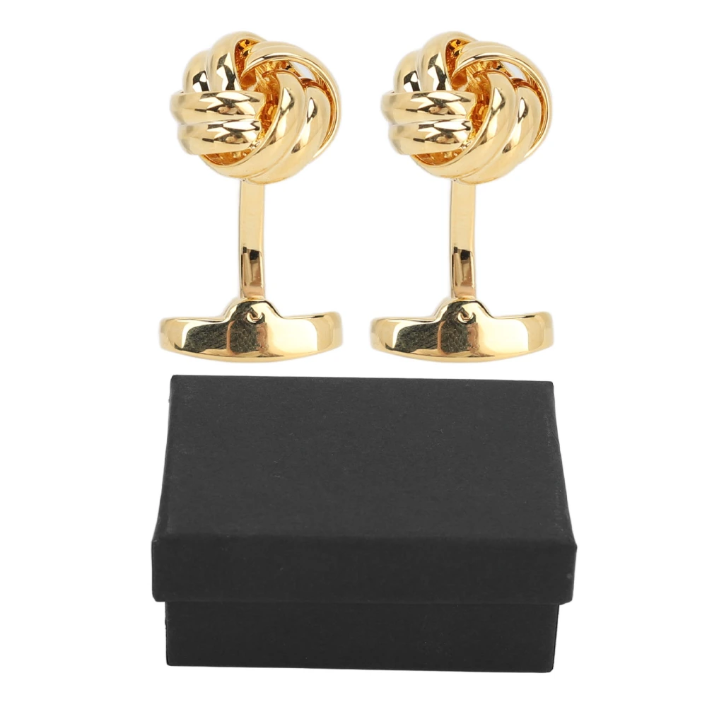 Knot Cufflinks Twisted Style Double Layer Gold Plating Design One Piece Brass Shirt Cufflinks for Men