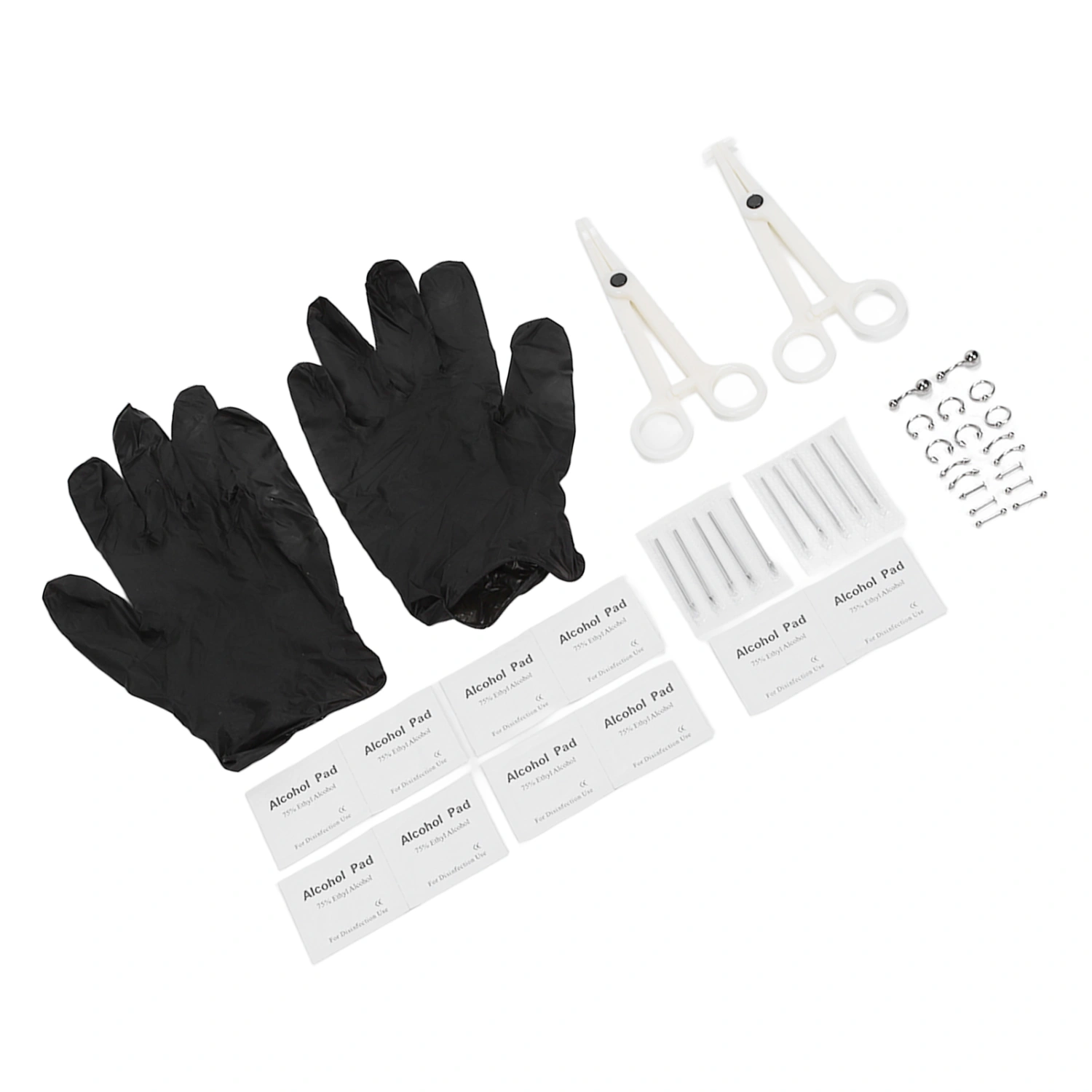 42pcs Body Piercing Kit Stainless Steel Different Shapes Needles Piercing Clamps for Ears Navel Tongue