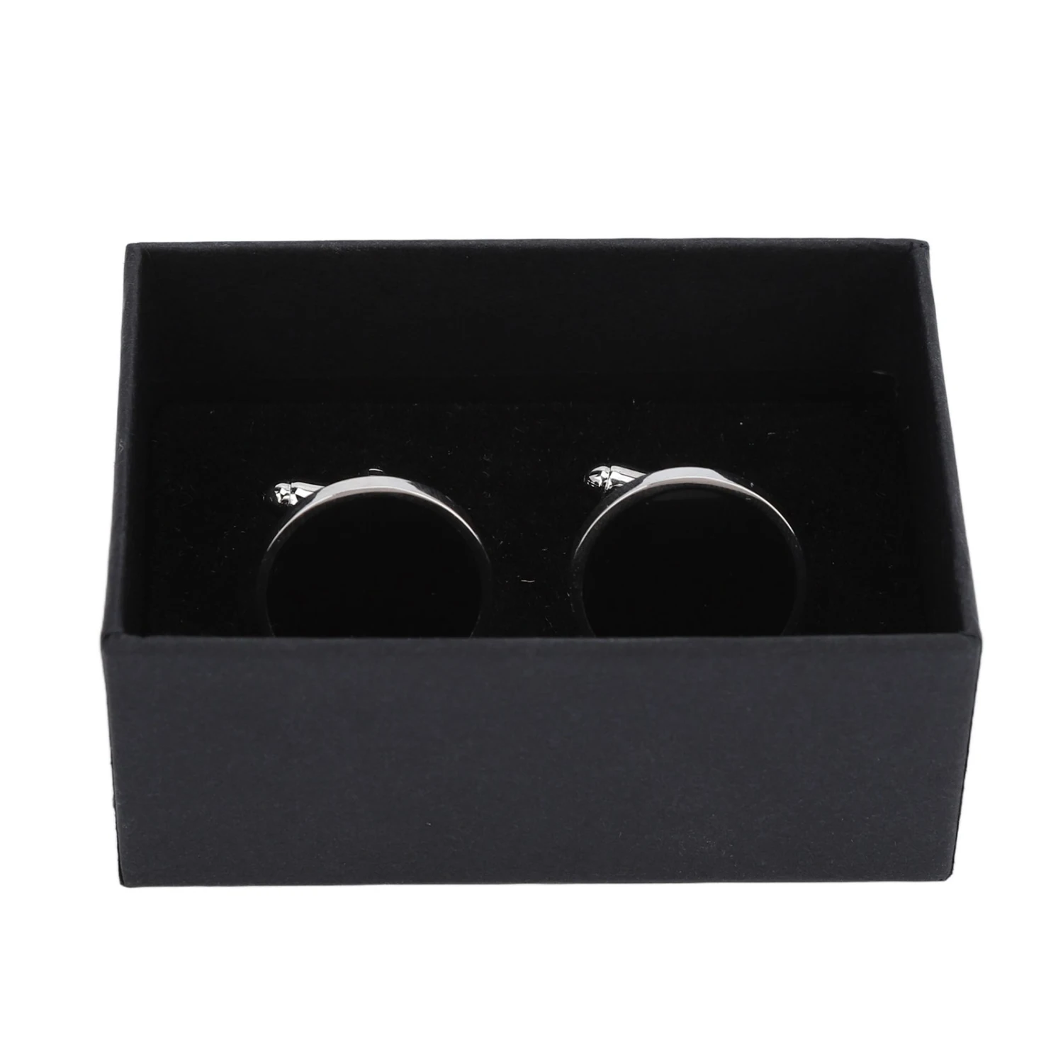 1 Pair Mens Cufflinks for Man Black Silver Electroplating Process Round Cufflinks Bright Shiny Cuff Link for Daily Dress