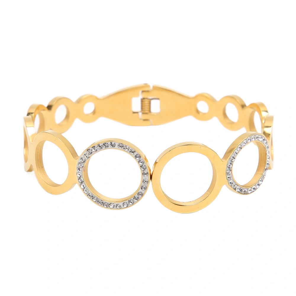 Oval Chain Bracelet Elegant Golden Round Edge Open Clasp Hinged Women Hollow Bracelet