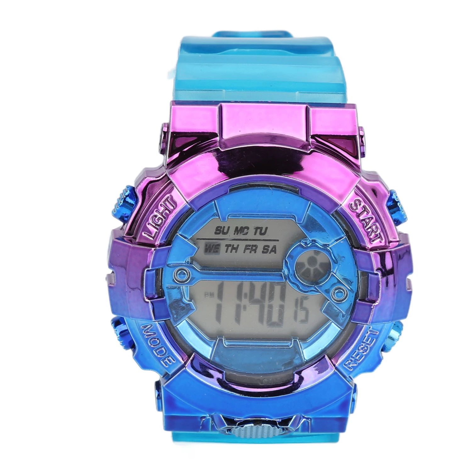 Digital Watch Gradient Color Fashionable Simple Electronic Watch for Students Couple Blue Purple