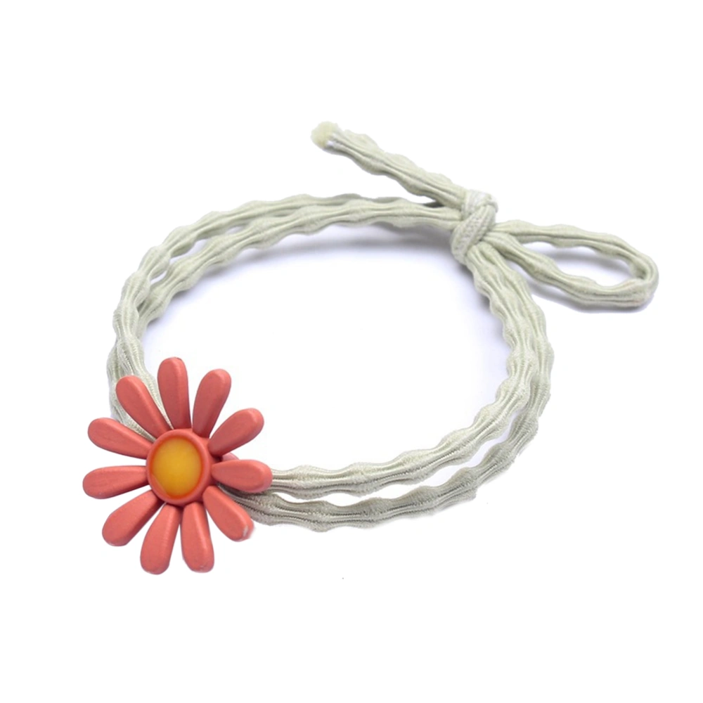 5Pcs Hair Ties Little Daisy Korean Style Cute Ponytail Hair Holders Flower Soft Rubber Bands for Kids Girls WomenOrange