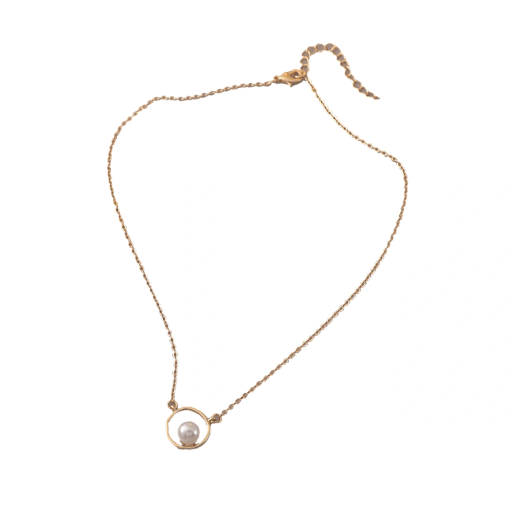 Imitation Pearl Geometric Simple Design Thin Necklace Collarbone Chain for Women Girl