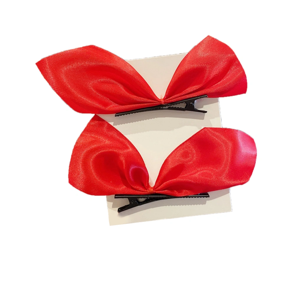 2pcs Hair Bows Velour Material Lightweight Portable Soft Hand Feeling Comfortable Wearing Barrette Hair Clips for GirlsRed