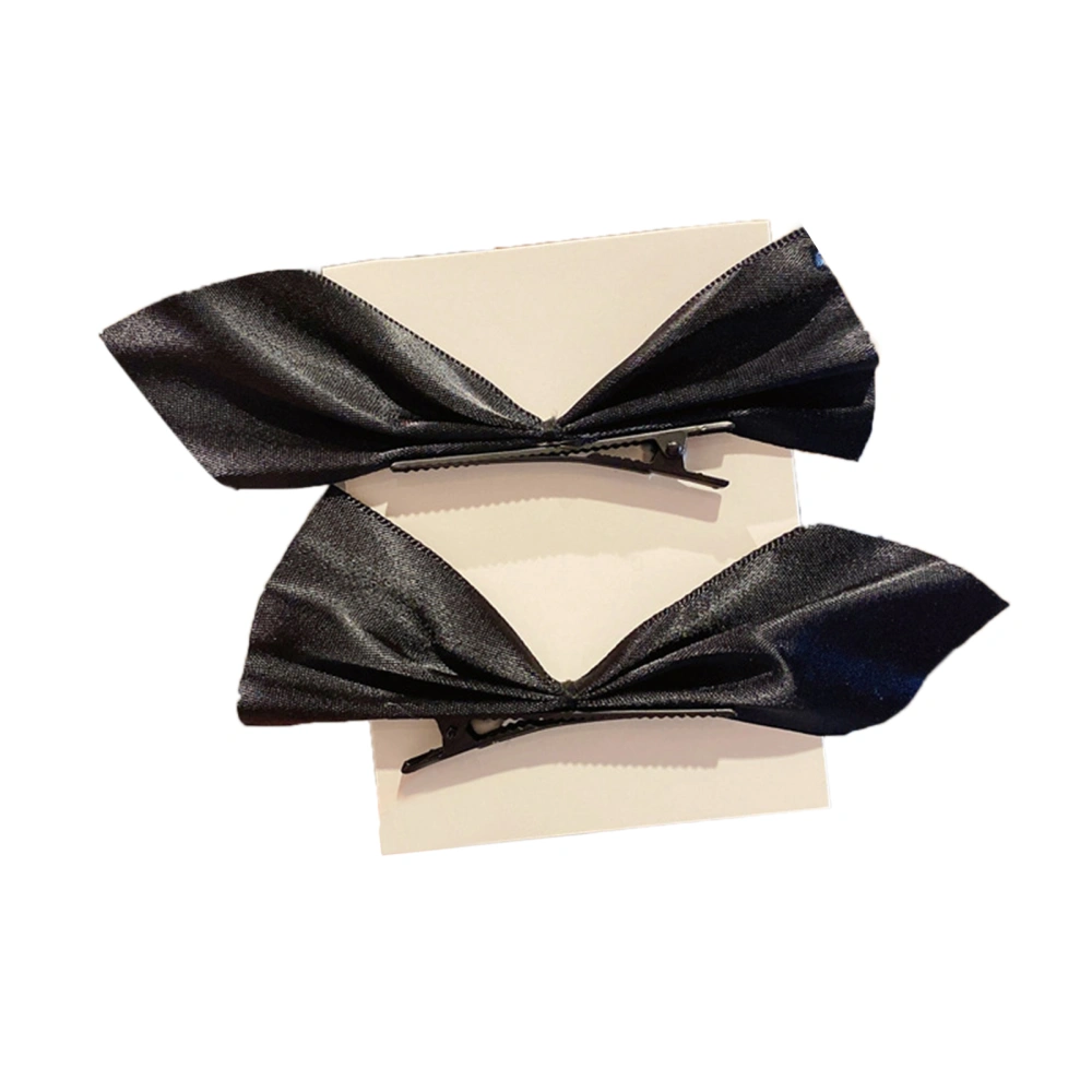 2pcs Hair Bows Velour Material Lightweight Portable Soft Hand Feeling Comfortable Wearing Barrette Hair Clips for GirlsBlack