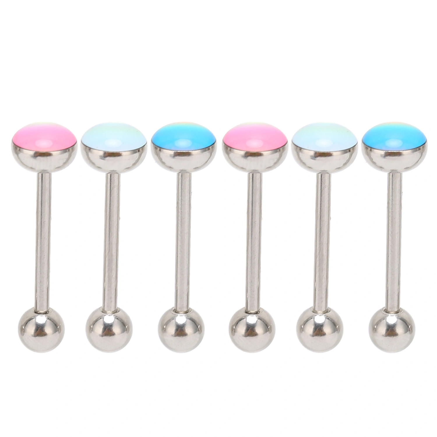 6Pcs Straight Barbells Tongue Stud Nickel Free Light Good Fixation Stainless Steel Tongue Rings for Daily Decoration