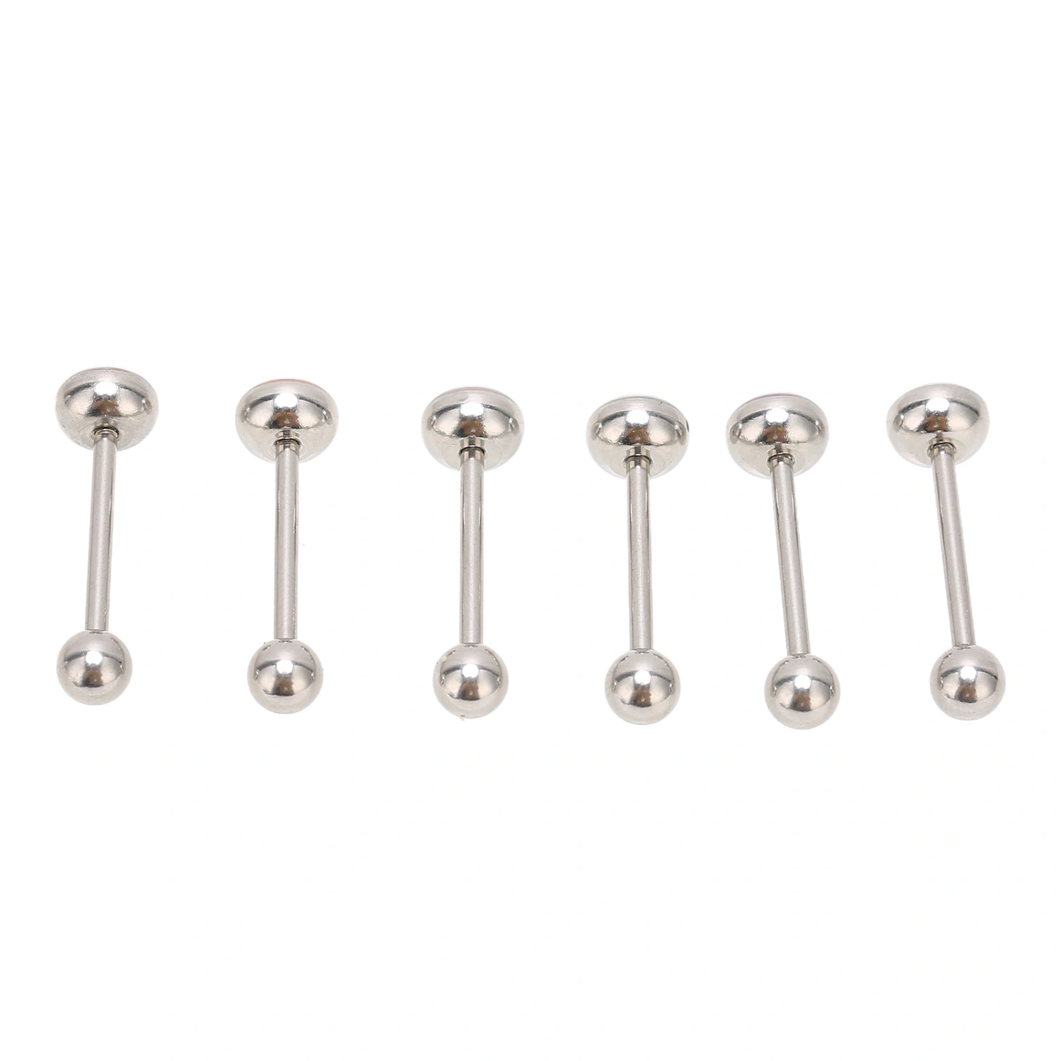 6Pcs Straight Barbells Tongue Stud Nickel Free Light Good Fixation Stainless Steel Tongue Rings for Daily Decoration