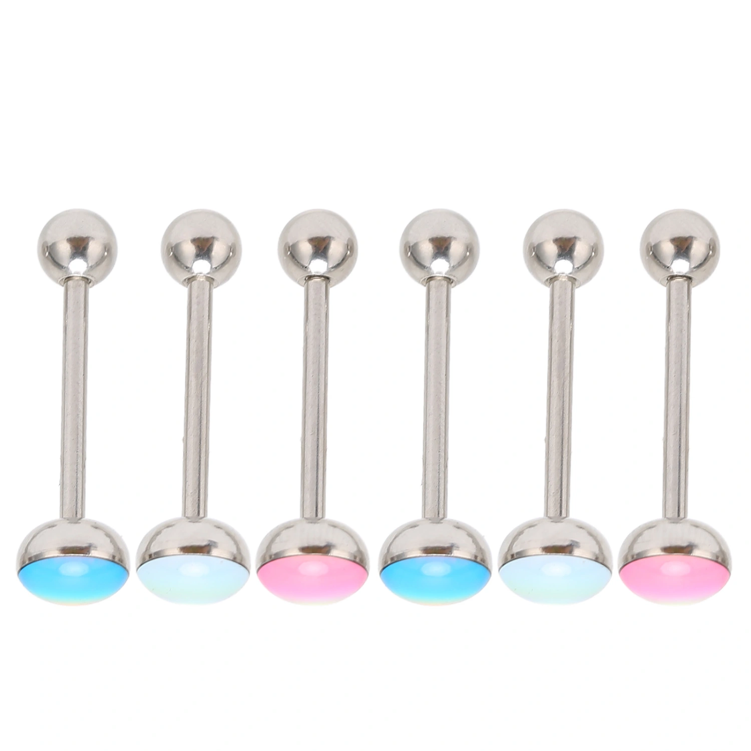 6Pcs Straight Barbells Tongue Stud Nickel Free Light Good Fixation Stainless Steel Tongue Rings for Daily Decoration
