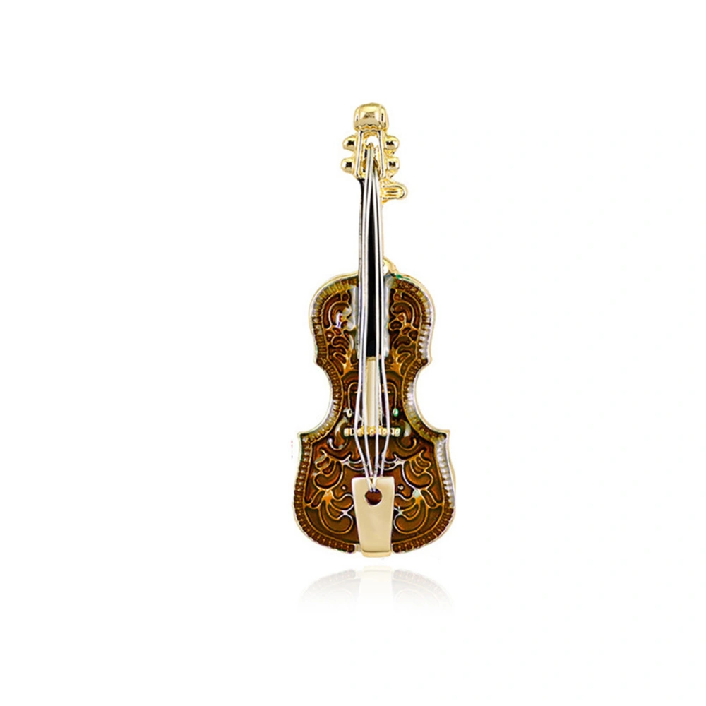 Violin Brooch Fashion Musical Instrument Alloy Brooch Mini Violin Vintage Exquisite Breastpin Miniature GiftBrown