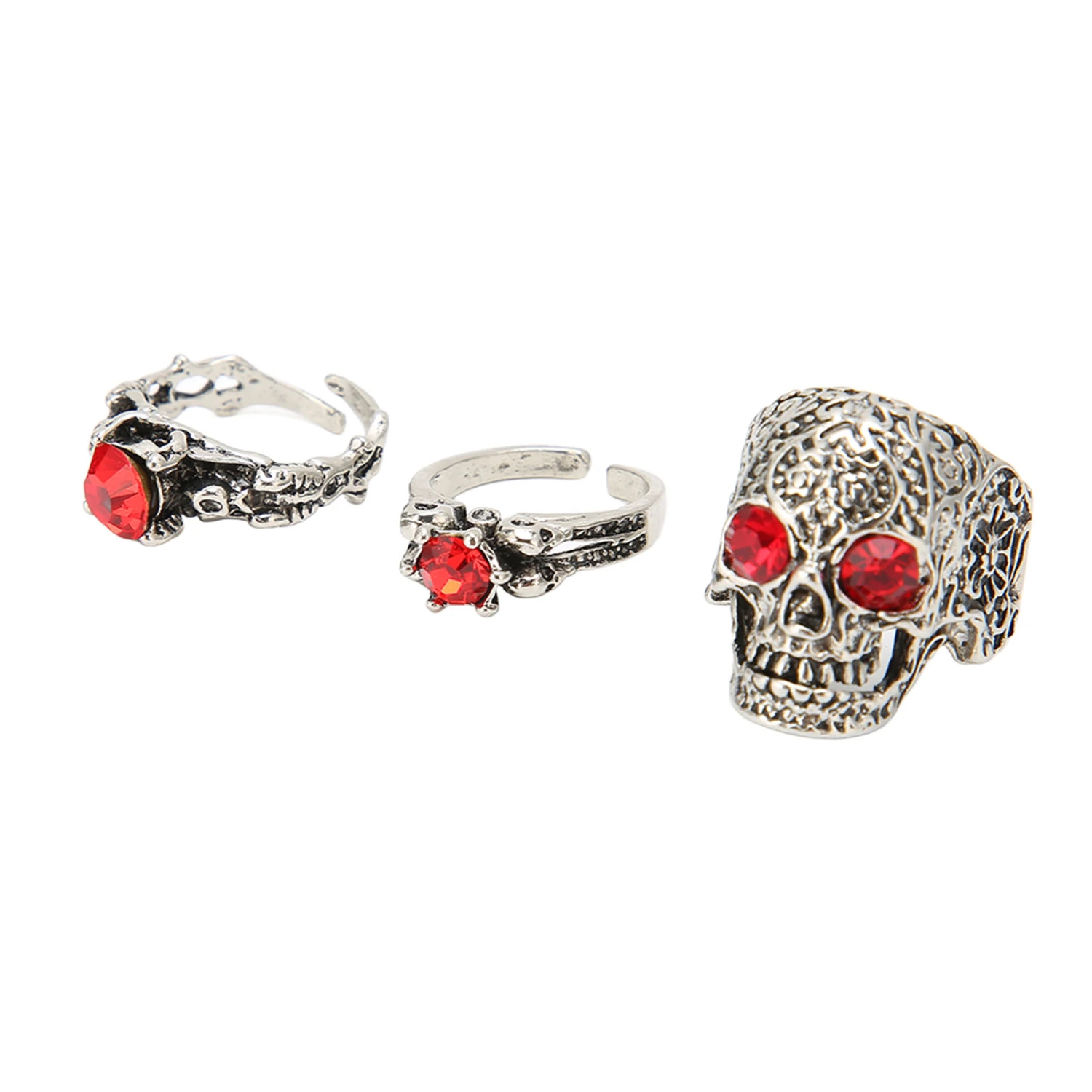 3Pcs Gothic Rings Durable Rustproof Alloy Vintage Punk Style Wide Applicability Reasonable Size Good Luck Punk Rings
