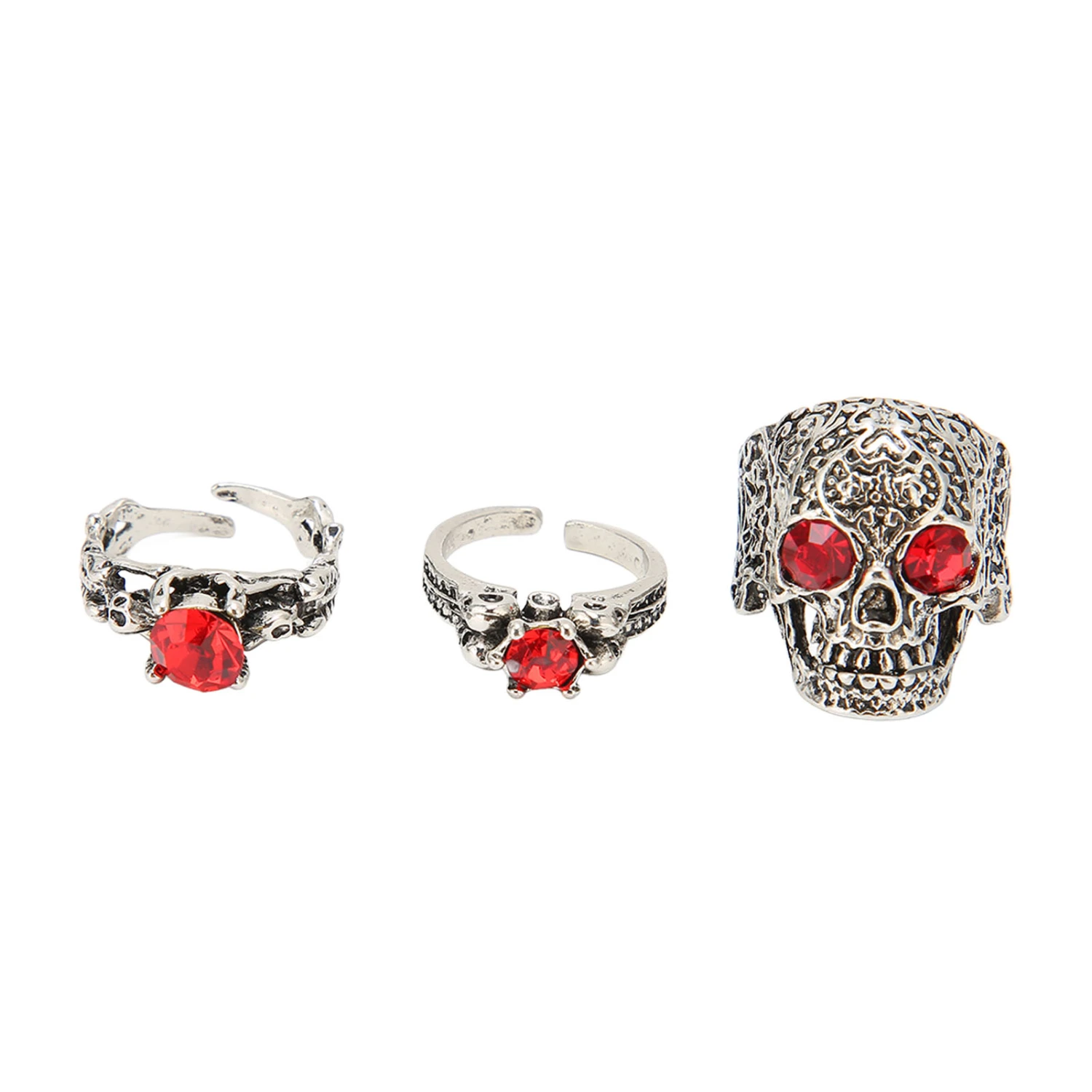 3Pcs Gothic Rings Durable Rustproof Alloy Vintage Punk Style Wide Applicability Reasonable Size Good Luck Punk Rings