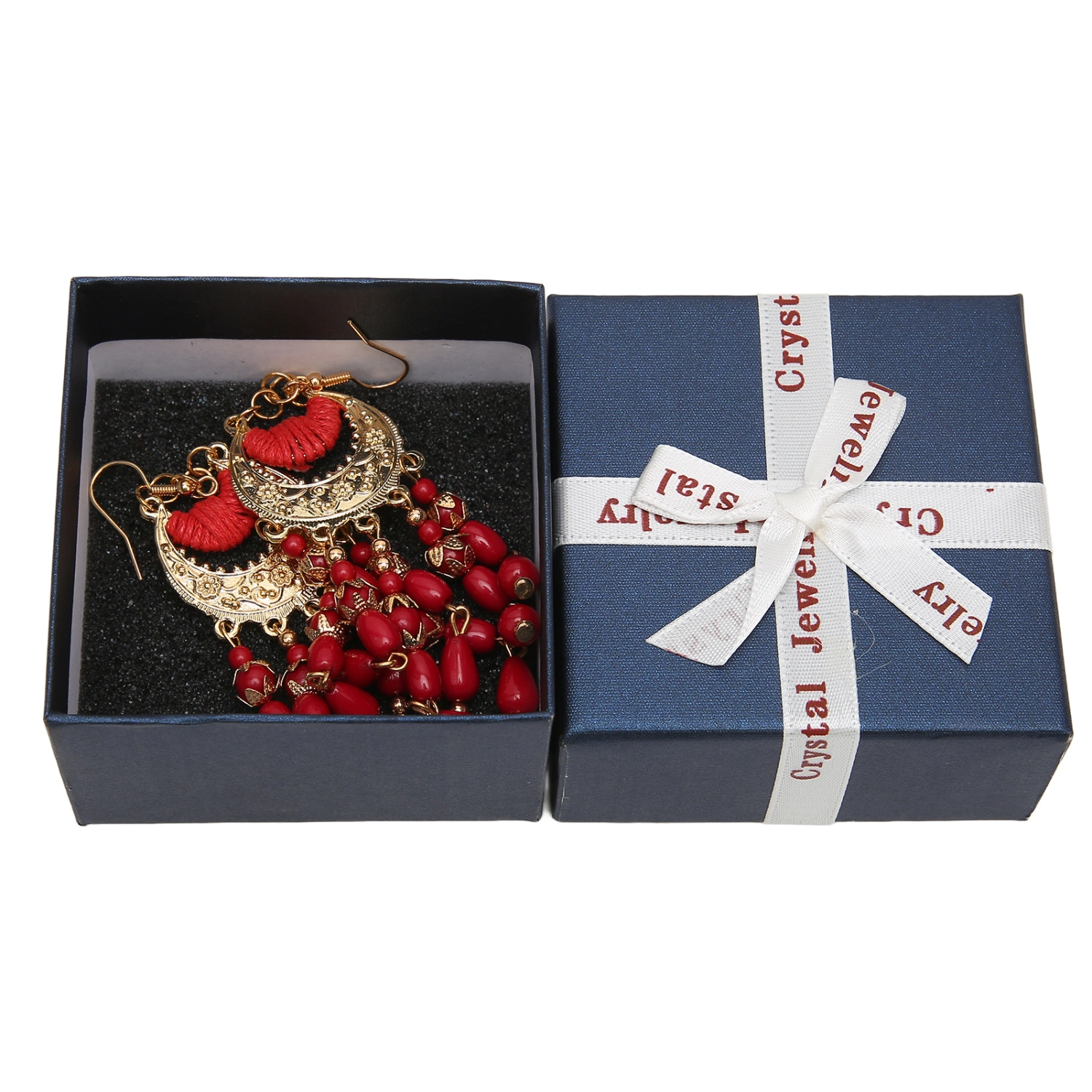 2Pcs Tassel Earrings Vintage Light Weight Red Drop Dangle Earrings with Storage Box for Holiday Gifts