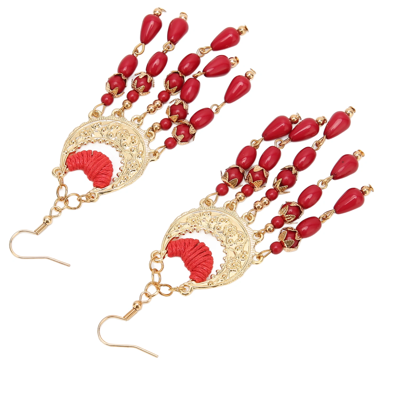 2Pcs Tassel Earrings Vintage Light Weight Red Drop Dangle Earrings with Storage Box for Holiday Gifts