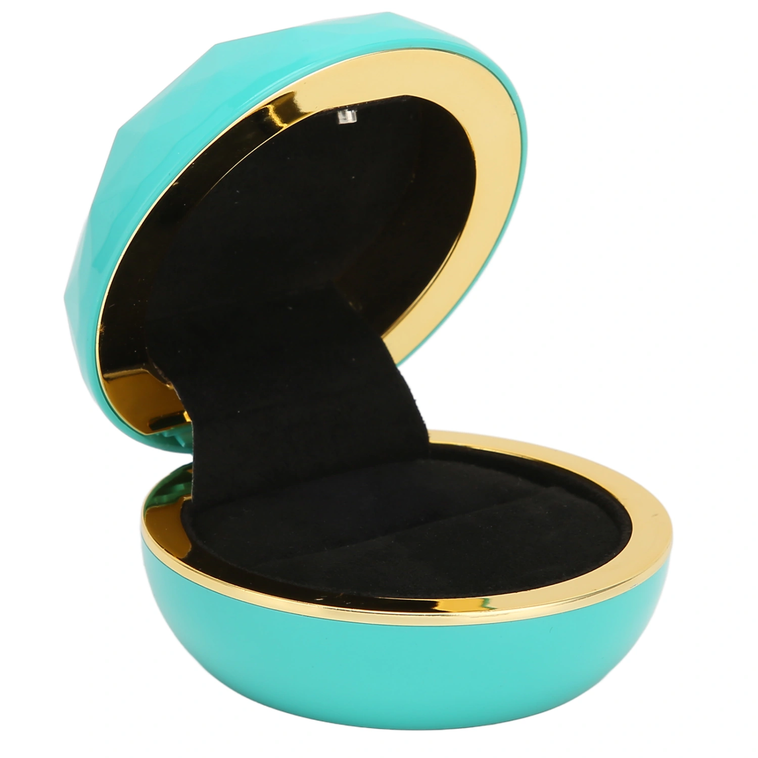 Ring Box with LED Light Exquisite Elegant Jewelry Display Gift Box for Wedding Proposal EngagementCyan