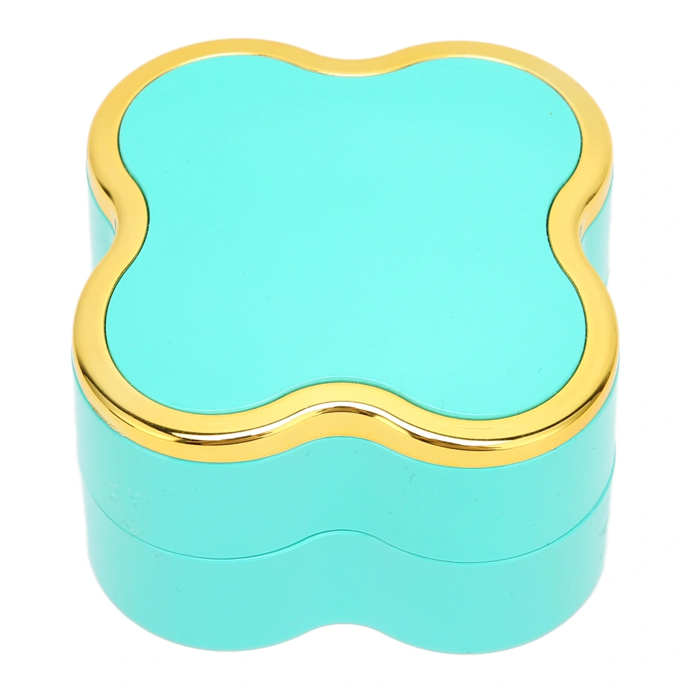 Four Leaf Clover Shaped Ring Box Portable Jewelry Storage Display Case with LightCyan